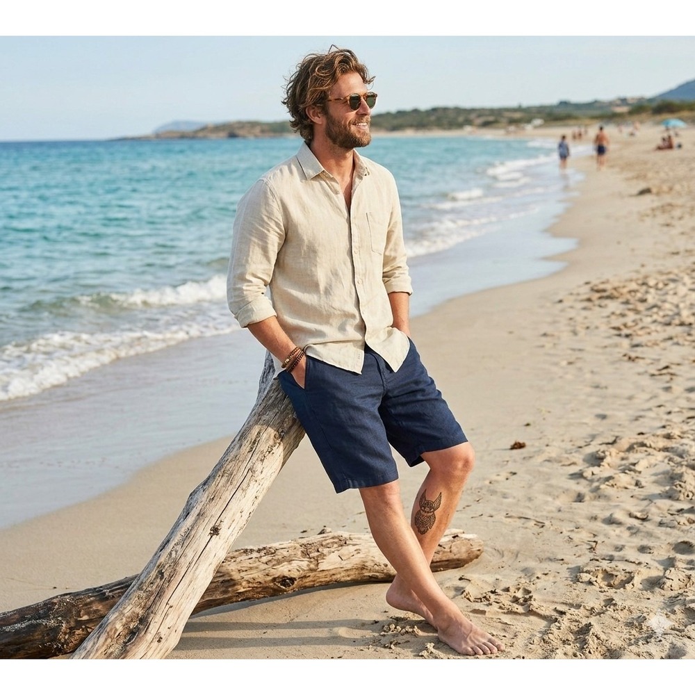 New RODD & GUNN Westlock 9" Resort Short Linen $128 Navy Blue Resortwear 28